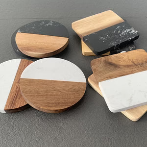 Acacia Wood & Marble Coaster