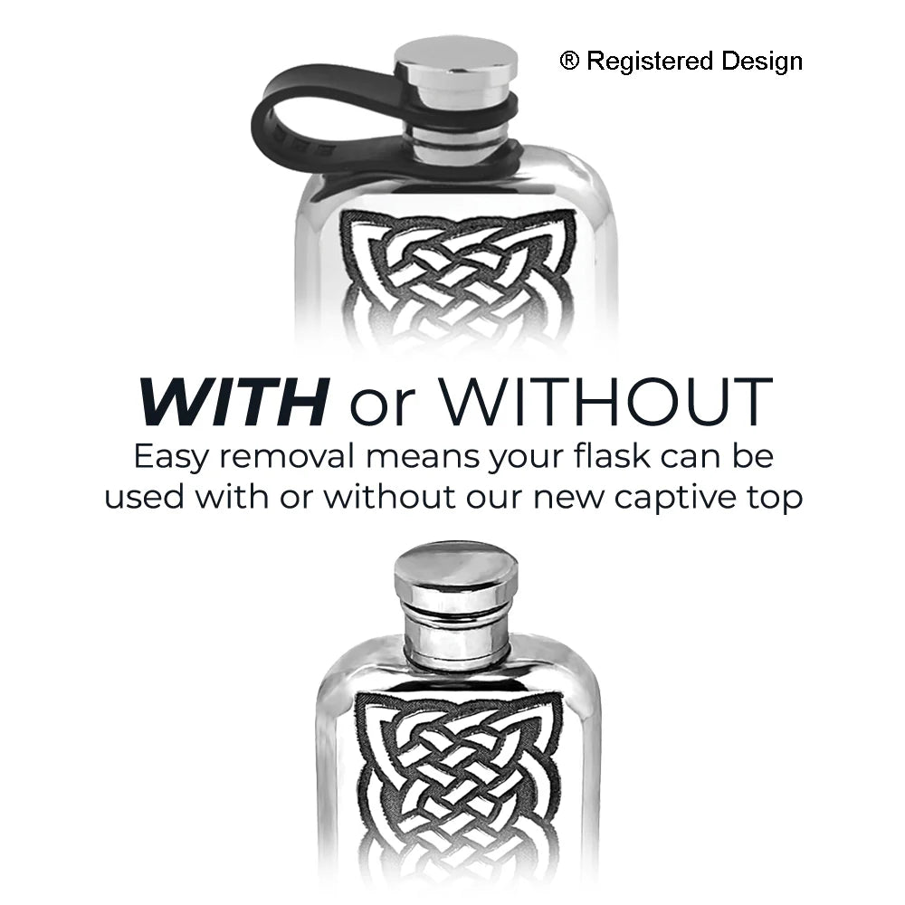CCEL175 3oz Top Pocket Ealde Pewter Hip Flask with Intricate Celtic Knot Design