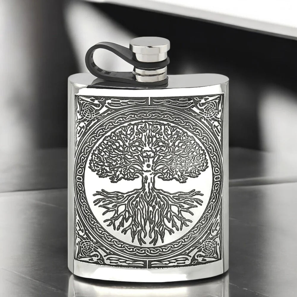 CCEL601 6oz Flexi Cap Tree Of Life Pewter Hip Flask