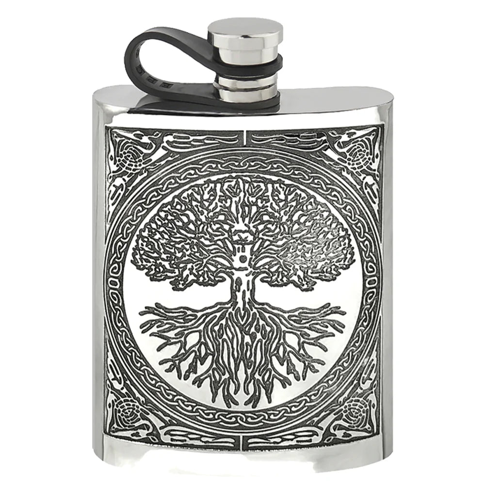 CCEL601 6oz Flexi Cap Tree Of Life Pewter Hip Flask