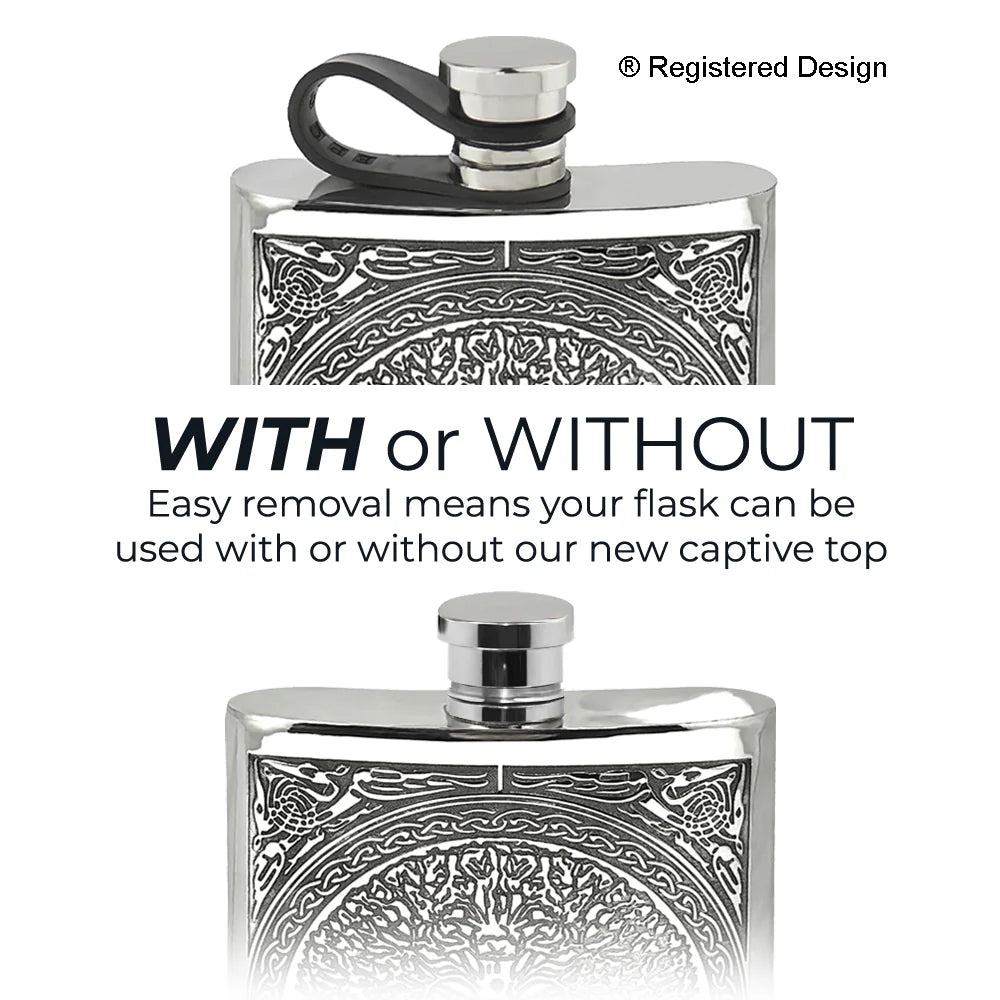 CCEL601 6oz Flexi Cap Tree Of Life Pewter Hip Flask