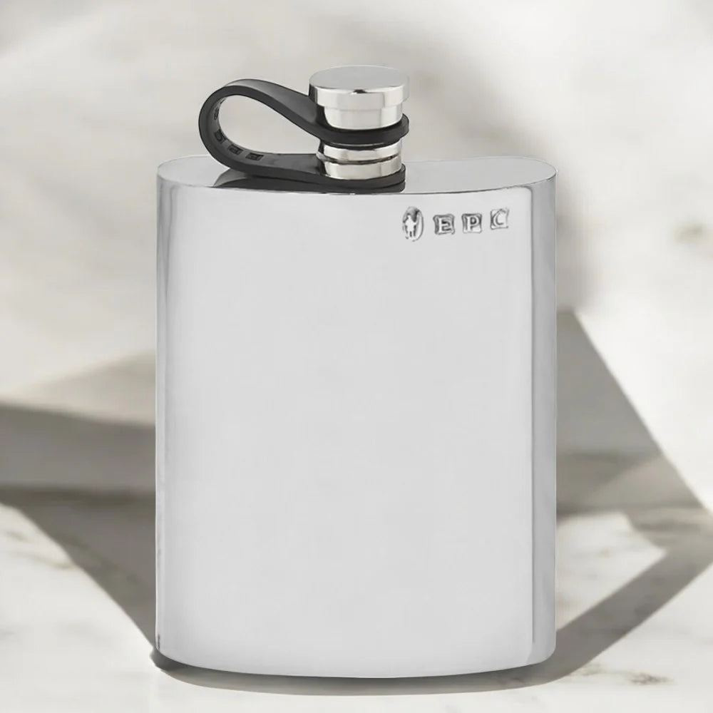 CFL256 6oz Plain Flexi Cap Hip Flask Pewter