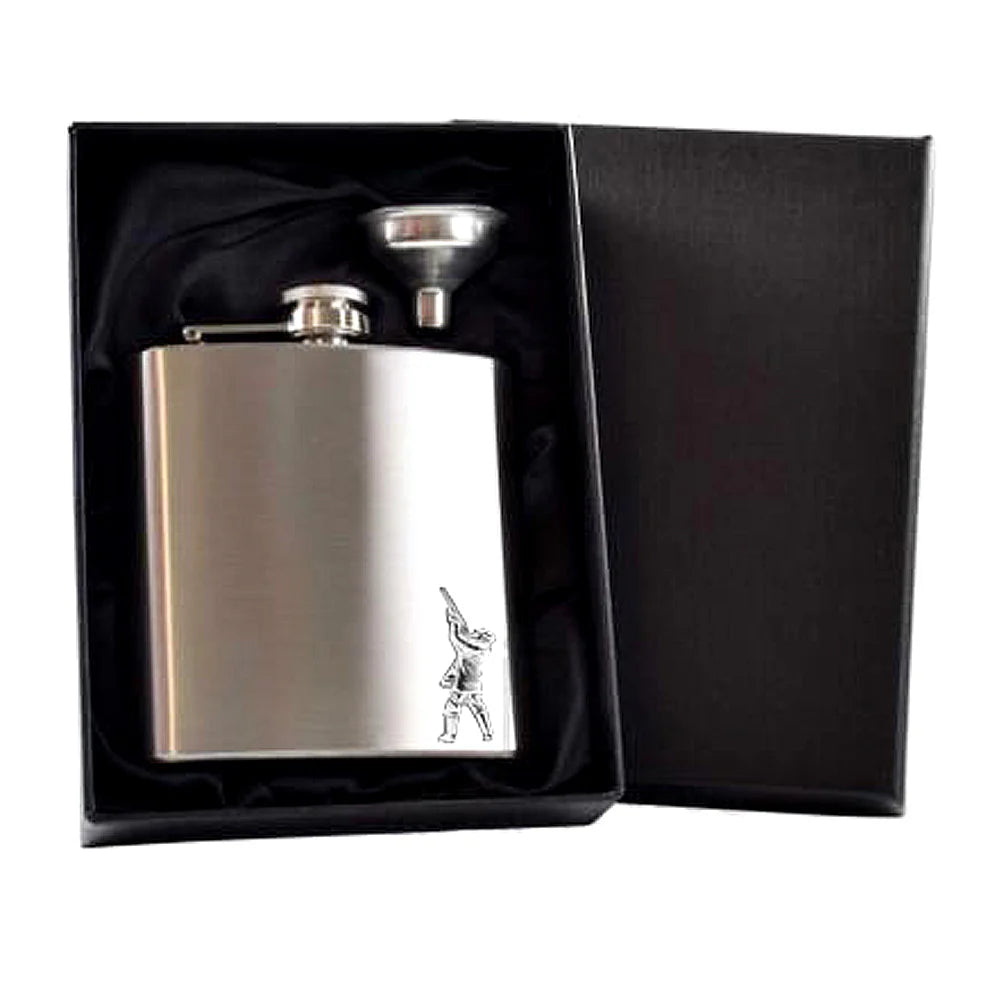 CS237 6oz Stainless Steel Hip Flask With Pewter Shooting Emblem