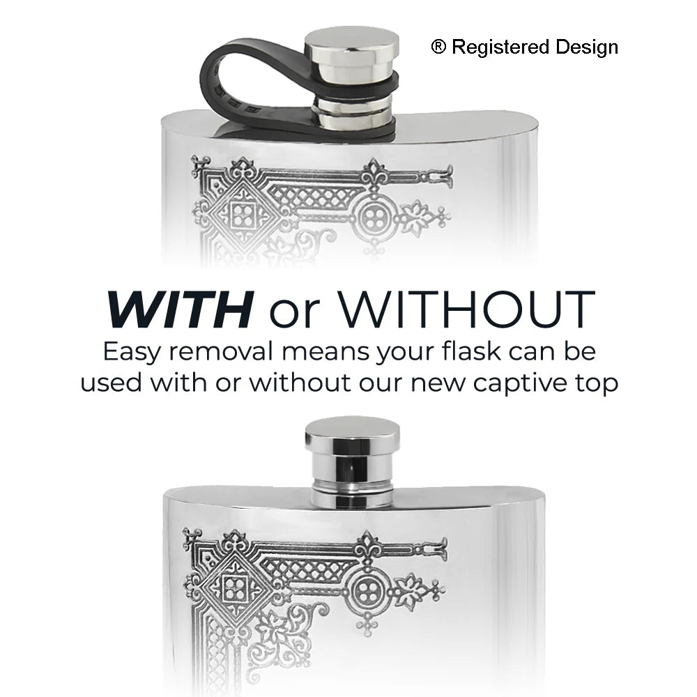 CSF263 6oz Flexi Cap Gothic Hip Flask Pewter