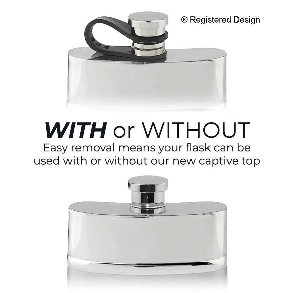 CSF551 6oz Flexi Cap Plain Satin Band Flask Pewter