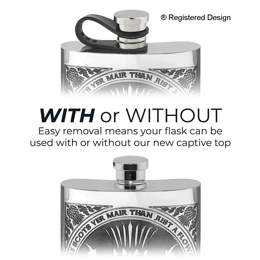 CSG503 6oz Tae A Thistle Pewter Hip Flask