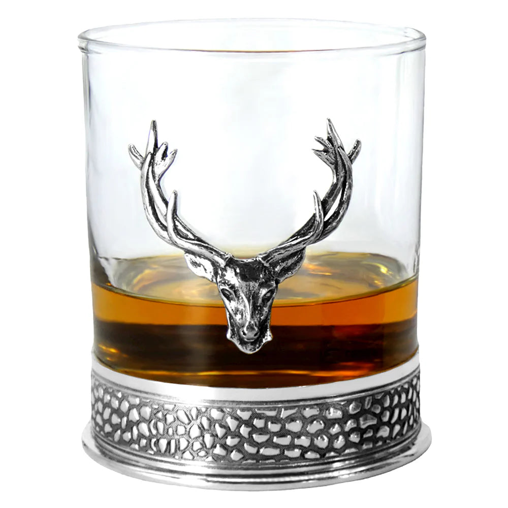 GSET24 Regal 600ml Whisky, Wine & Spirits Stag Decanter Gift Set Includes 4x 11oz Regal Stag Pewter Tumblers