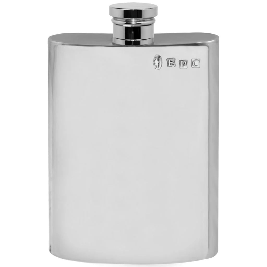 FL256 6oz Plain Rectangular Pewter Hip Flask