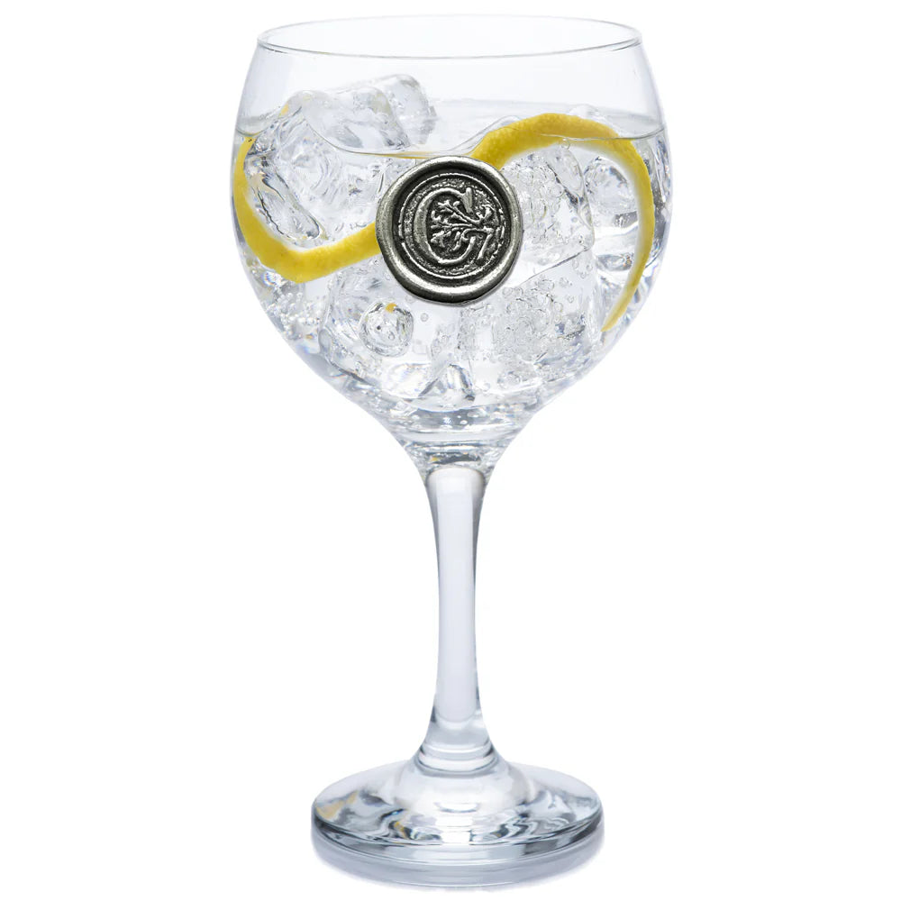 MON301 Monogram Gin Glass Personalised Gift With Pewter Initial