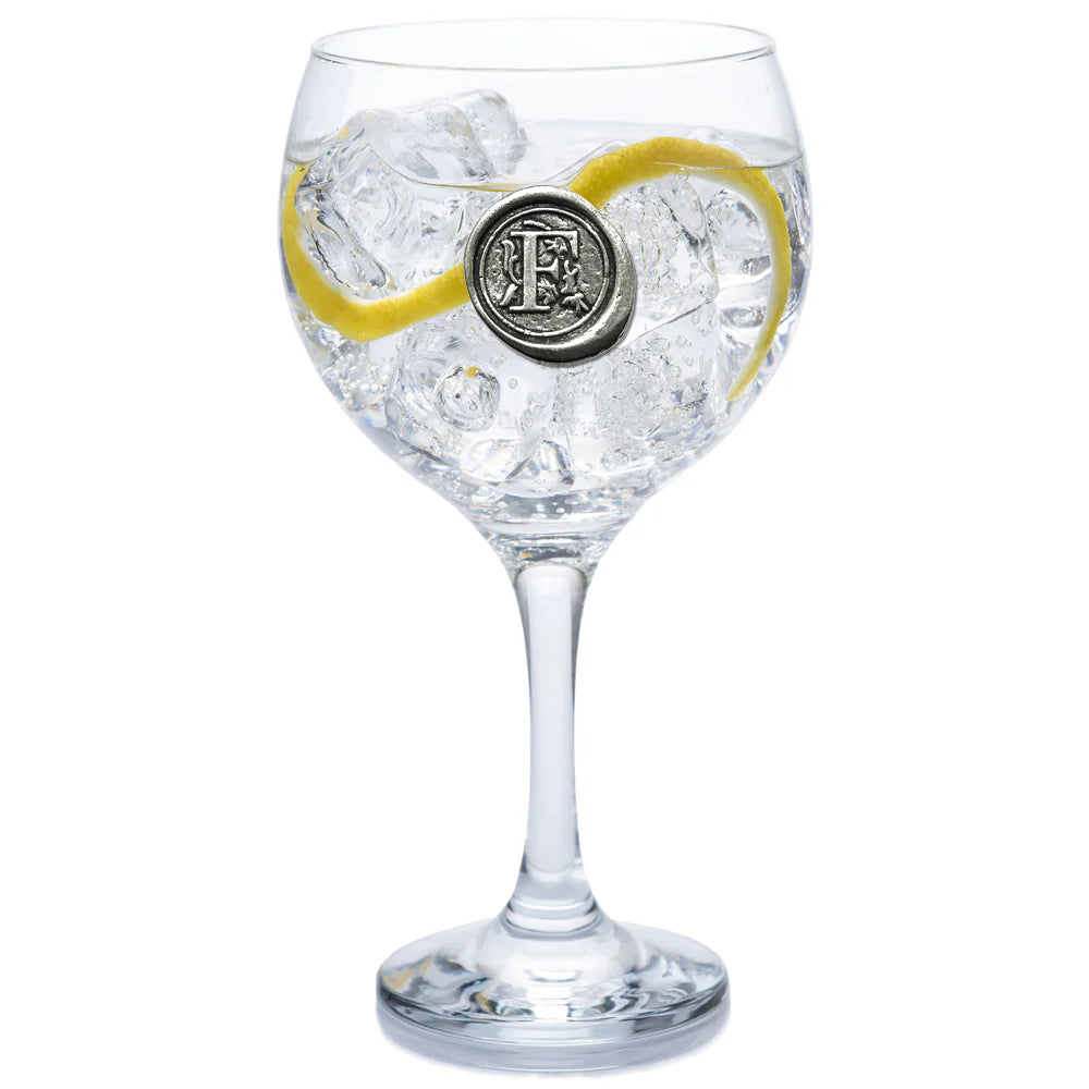 MON301 Monogram Gin Glass Personalised Gift With Pewter Initial
