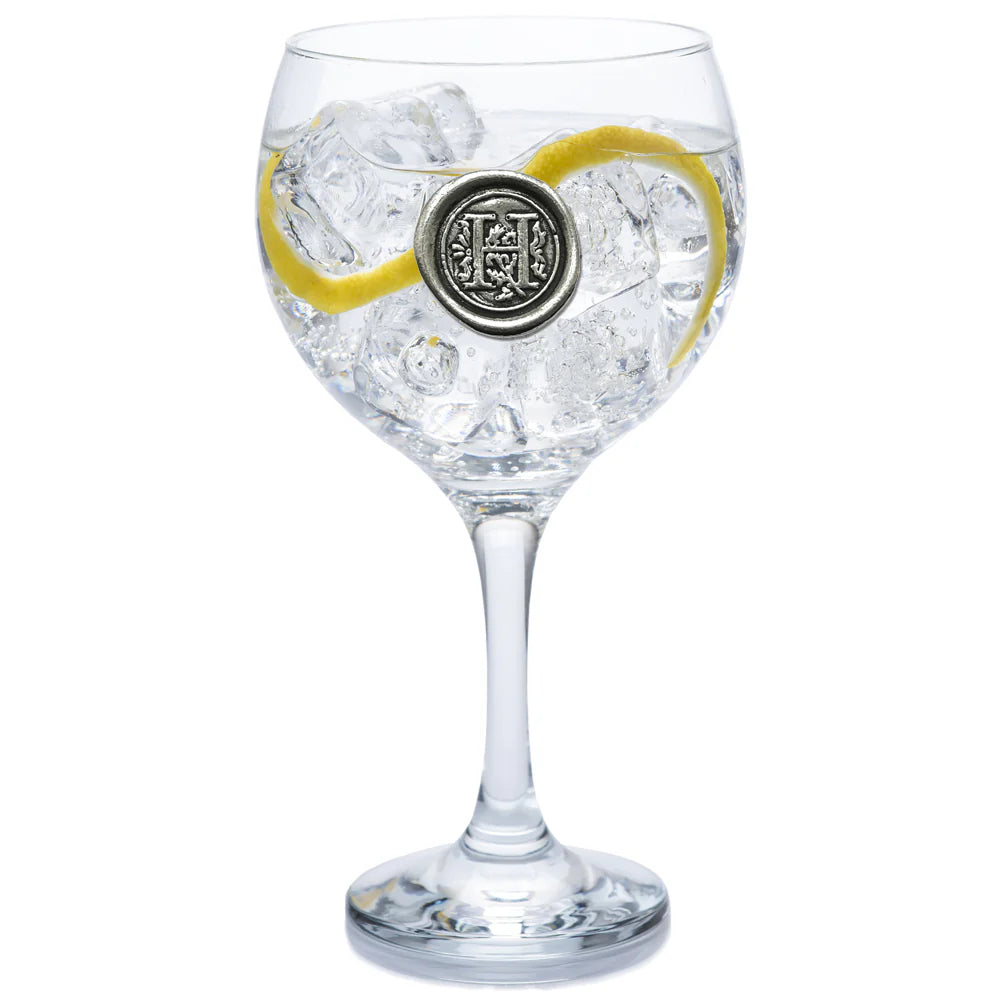 MON301 Monogram Gin Glass Personalised Gift With Pewter Initial