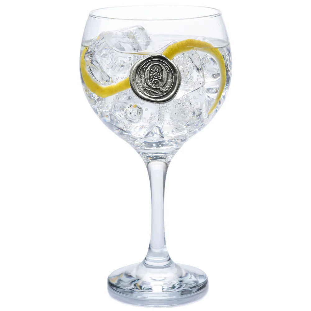 MON301 Monogram Gin Glass Personalised Gift With Pewter Initial