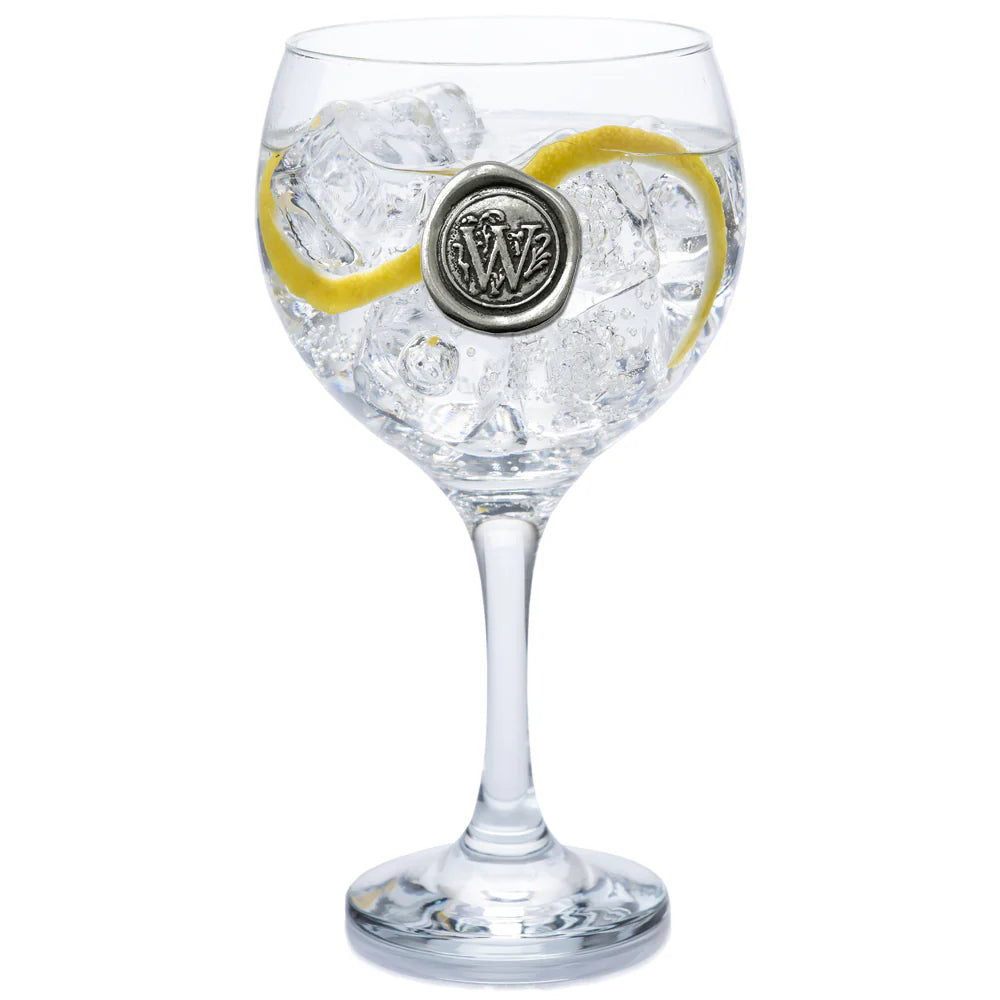 MON301 Monogram Gin Glass Personalised Gift With Pewter Initial