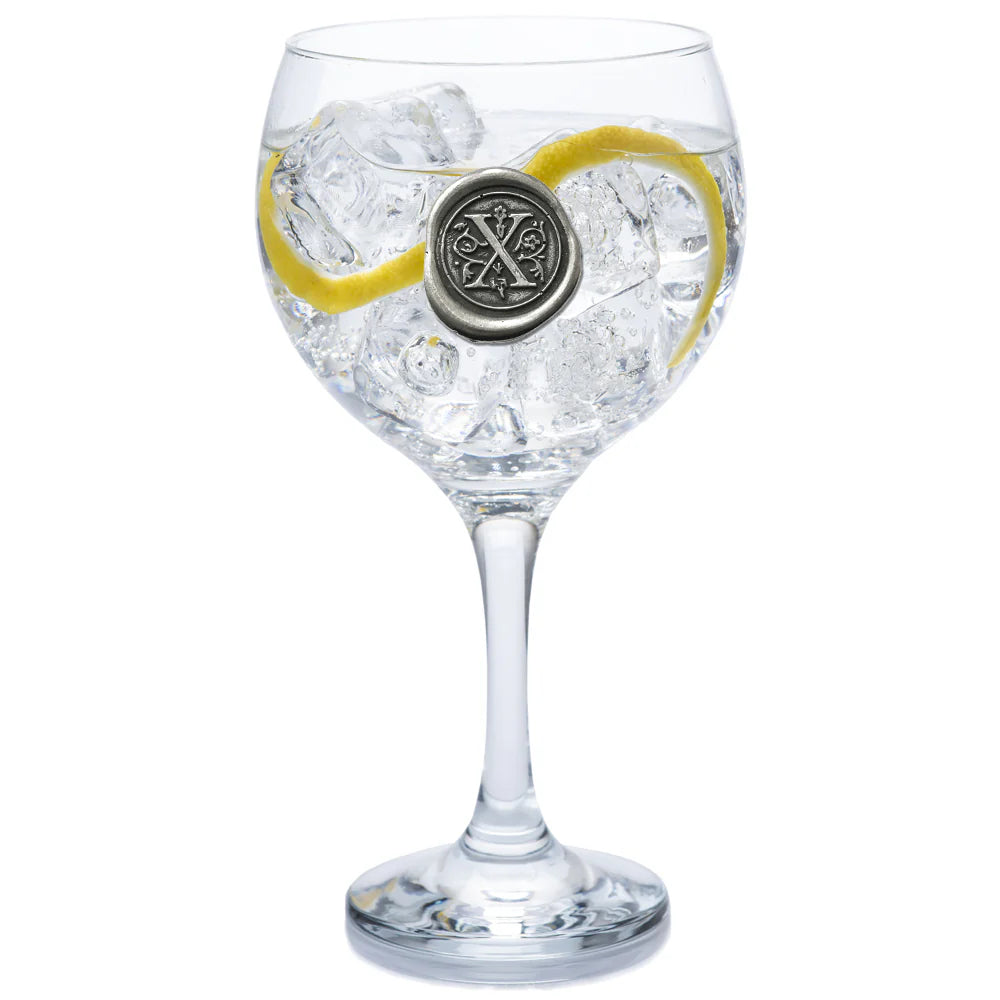 MON301 Monogram Gin Glass Personalised Gift With Pewter Initial