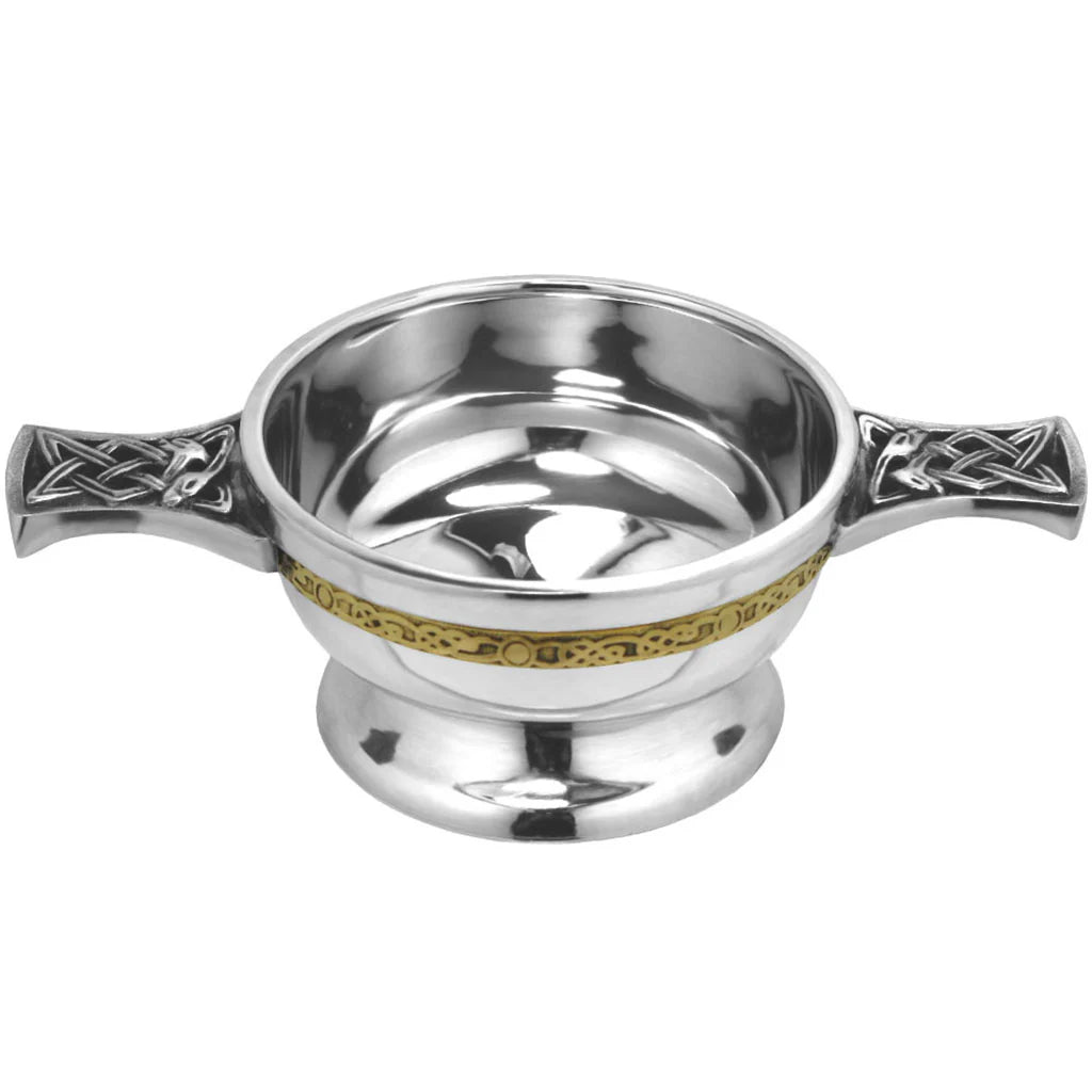 Brass Celtic Band Pewter Quaich Bowl