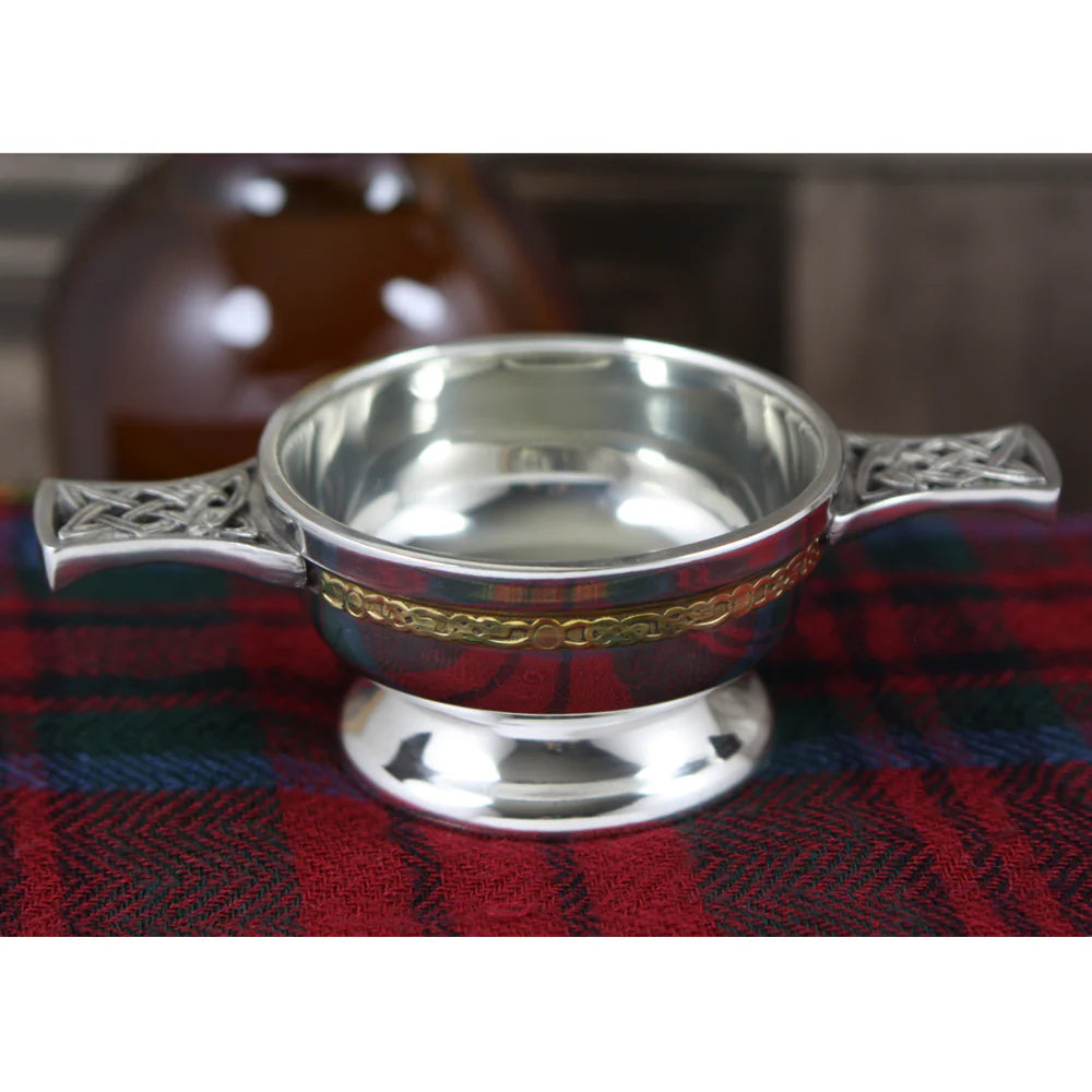 Brass Celtic Band Pewter Quaich Bowl