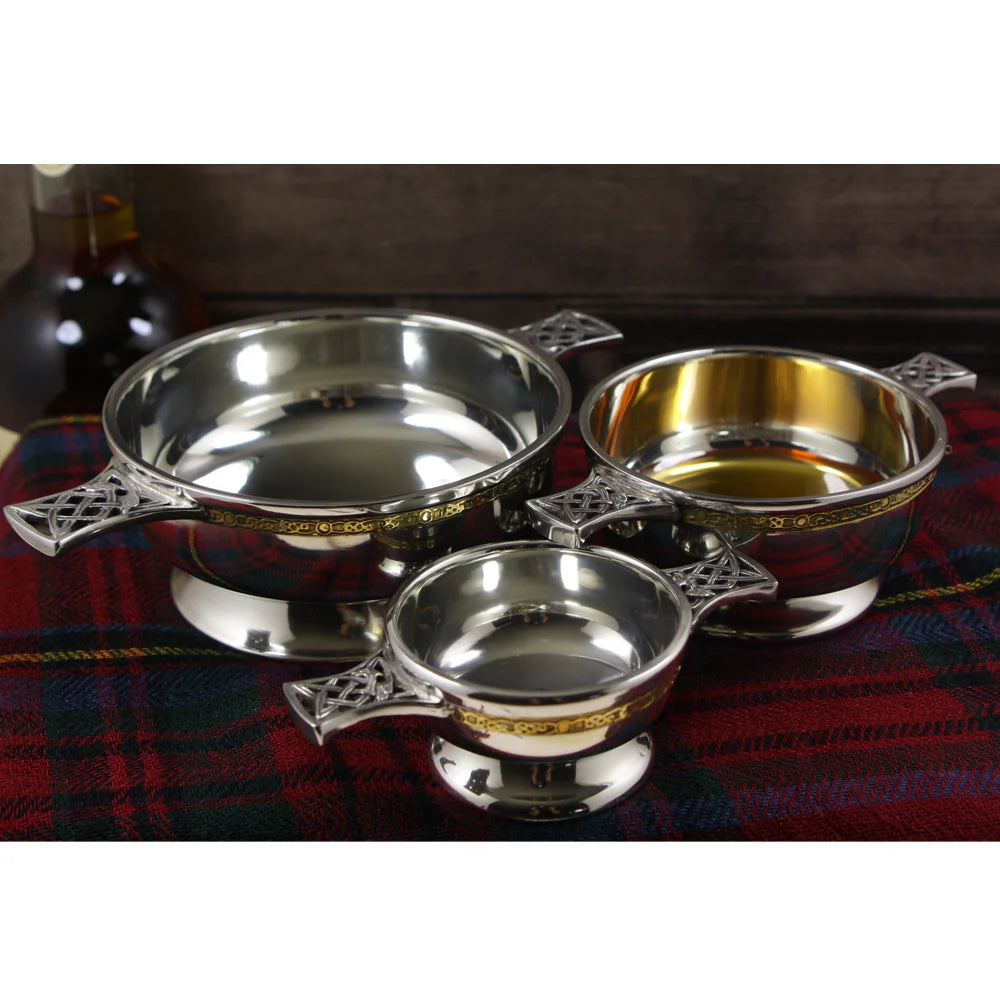 Brass Celtic Band Pewter Quaich Bowl