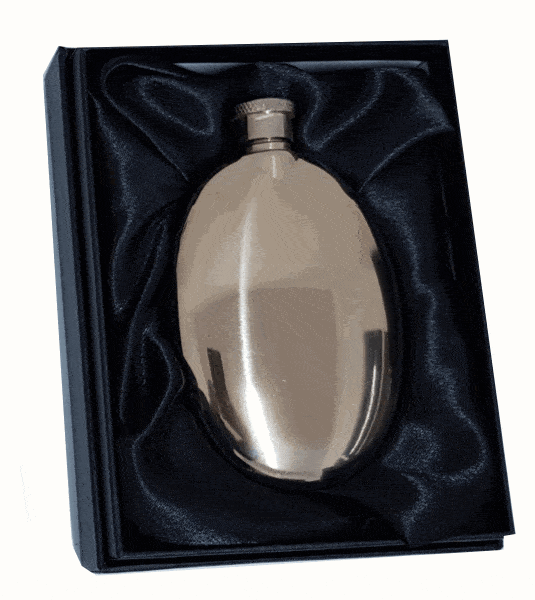 3oz Oval Rose Gold Plated Steel Hip Flask Gift Boxed