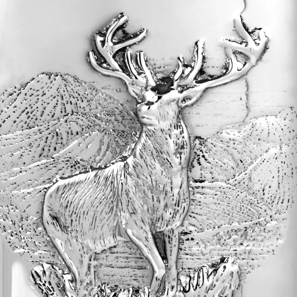 6oz Pewter Hip Flask with Embossed Highland Stag Design SF290