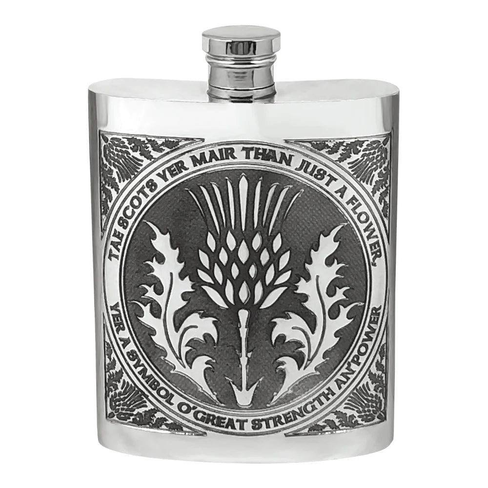 SG503 6oz Tae A Thistle Robbie Burns Scottish Pewter Hip Flask