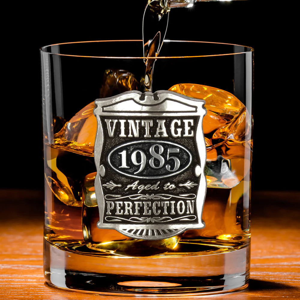 VIN004 40th Birthday or Anniversary Gift 1985 Vintage Years Pewter Whisky Glass Tumbler