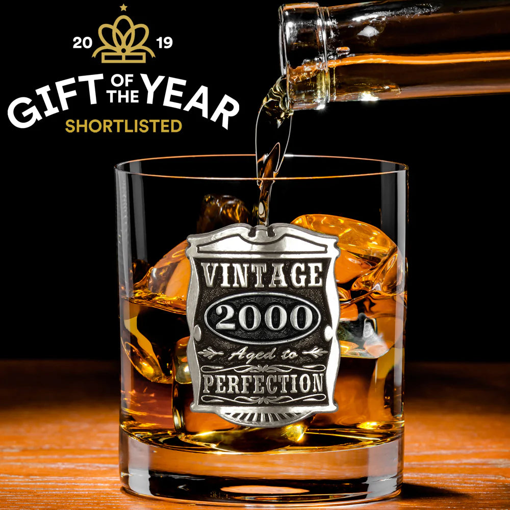 VIN005 25th Birthday or Anniversary Gift 2000 Vintage Years Pewter Whisky Glass Tumbler