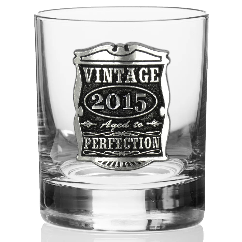 VIN007 10th Anniversary Gift 2015 Vintage Years Pewter Whisky Glass Tumbler