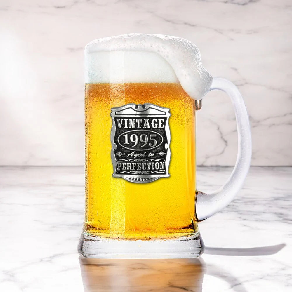 VIN131 30th Birthday or Anniversary Gift 1995 Vintage Years Glass Pewter Beer Mug Tankard