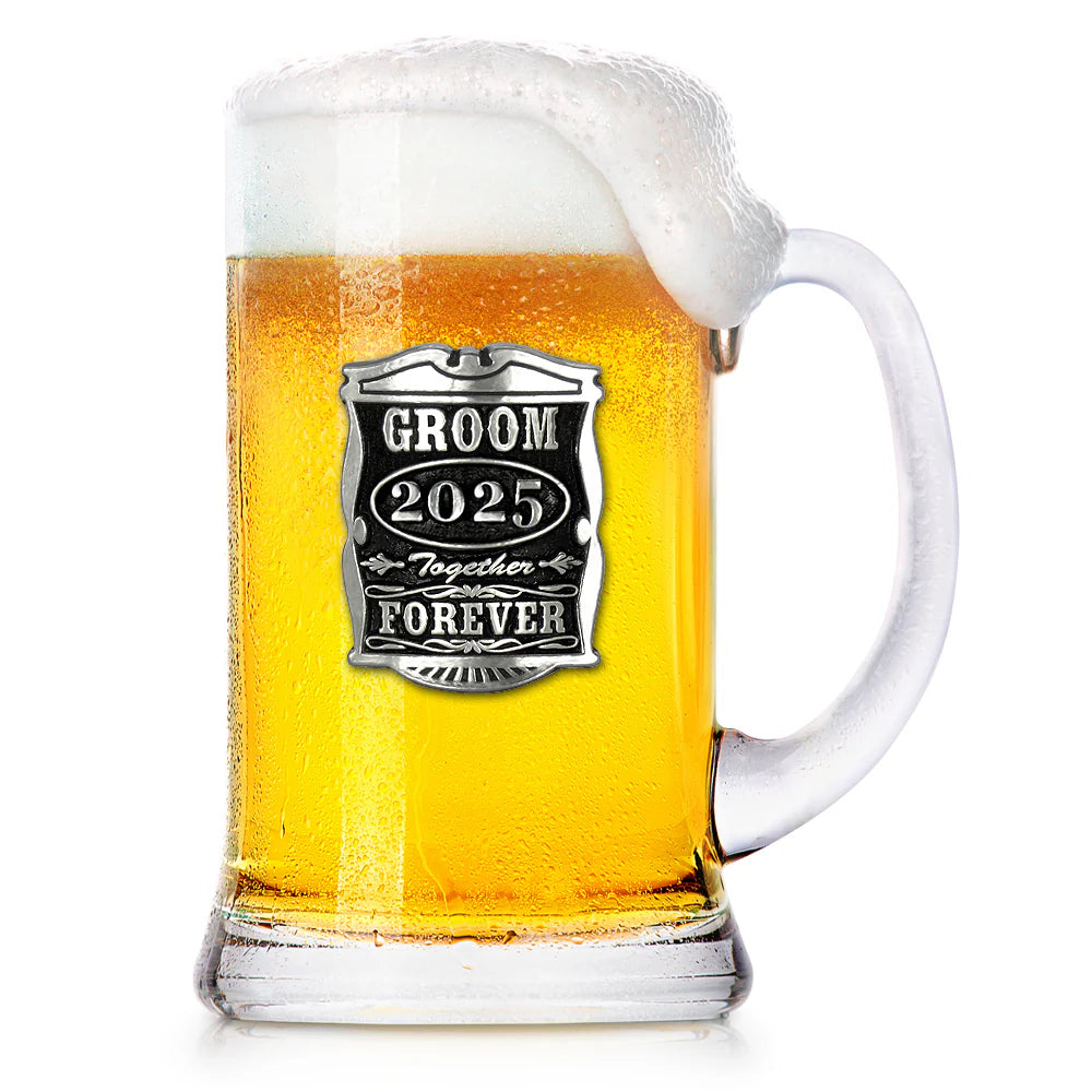 WD031 1 Pint Wedding Groom Glass Beer Mug Tankard 2025