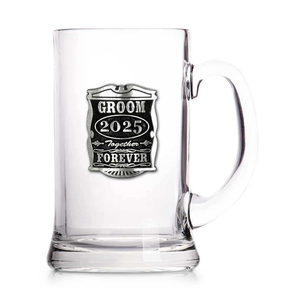 WD031 1 Pint Wedding Groom Glass Beer Mug Tankard 2025