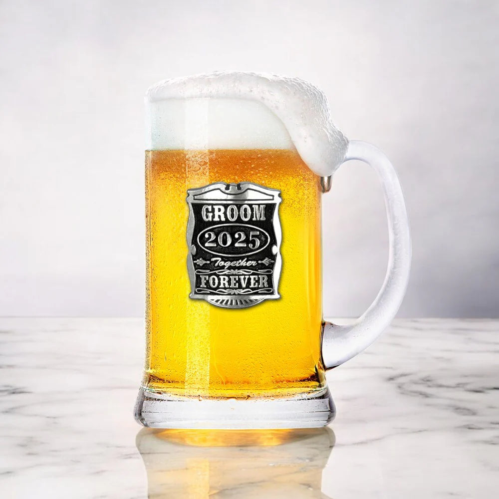 WD031 1 Pint Wedding Groom Glass Beer Mug Tankard 2025