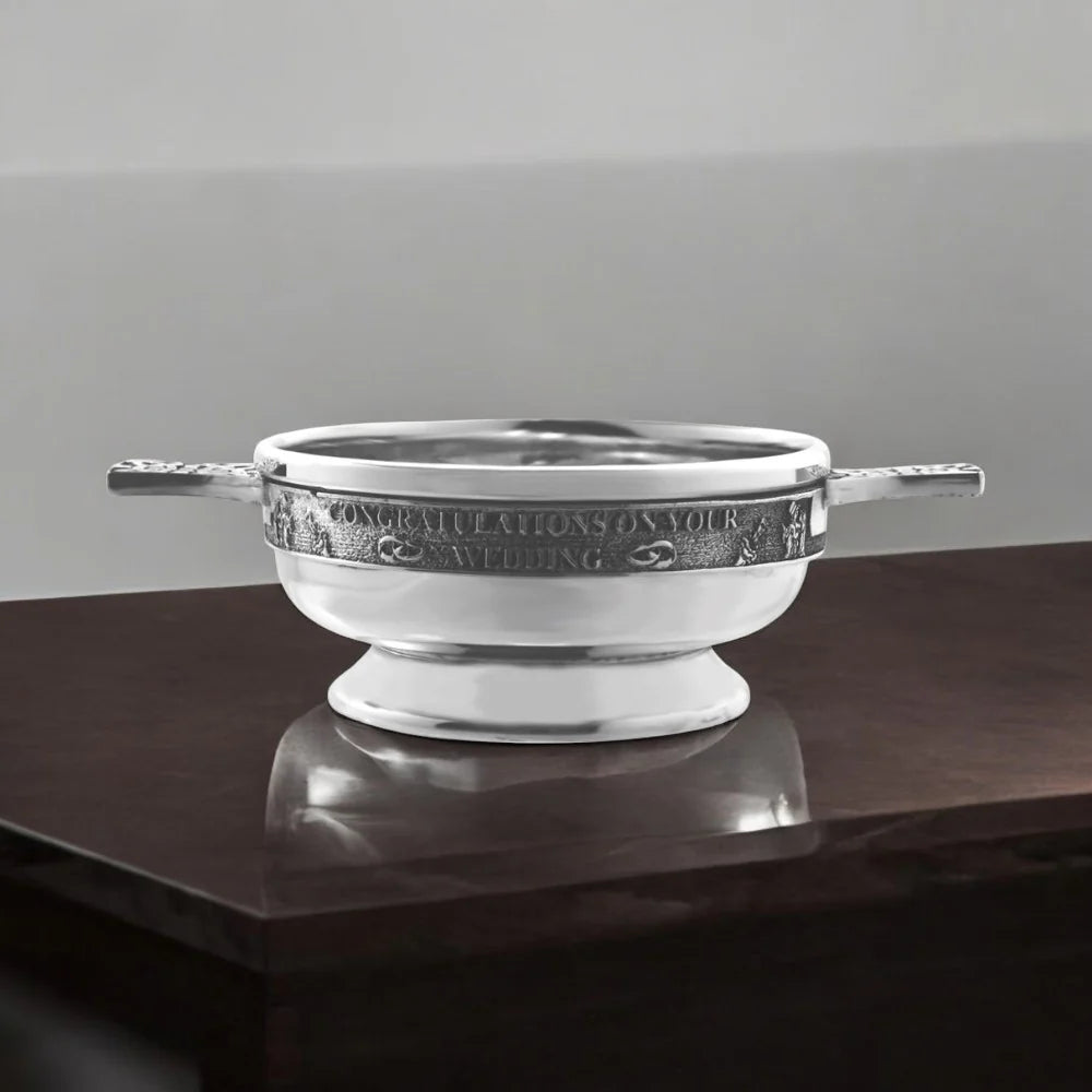 "Congratulations On Your Wedding" Pewter Quaich Bowl