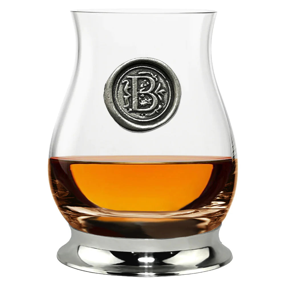 WGP101 The Glencairn Whisky Mixer Glass with Pewter Monogram Initial 350ml