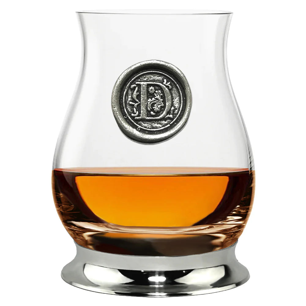 WGP101 The Glencairn Whisky Mixer Glass with Pewter Monogram Initial 350ml