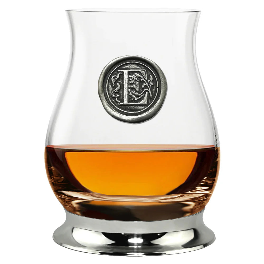 WGP101 The Glencairn Whisky Mixer Glass with Pewter Monogram Initial 350ml