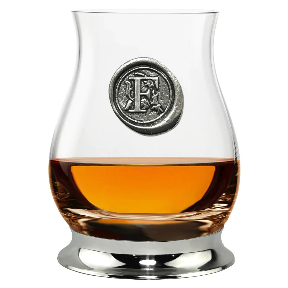 WGP101 The Glencairn Whisky Mixer Glass with Pewter Monogram Initial 350ml