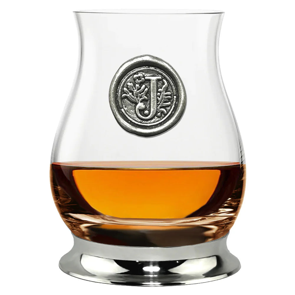 WGP101 The Glencairn Whisky Mixer Glass with Pewter Monogram Initial 350ml