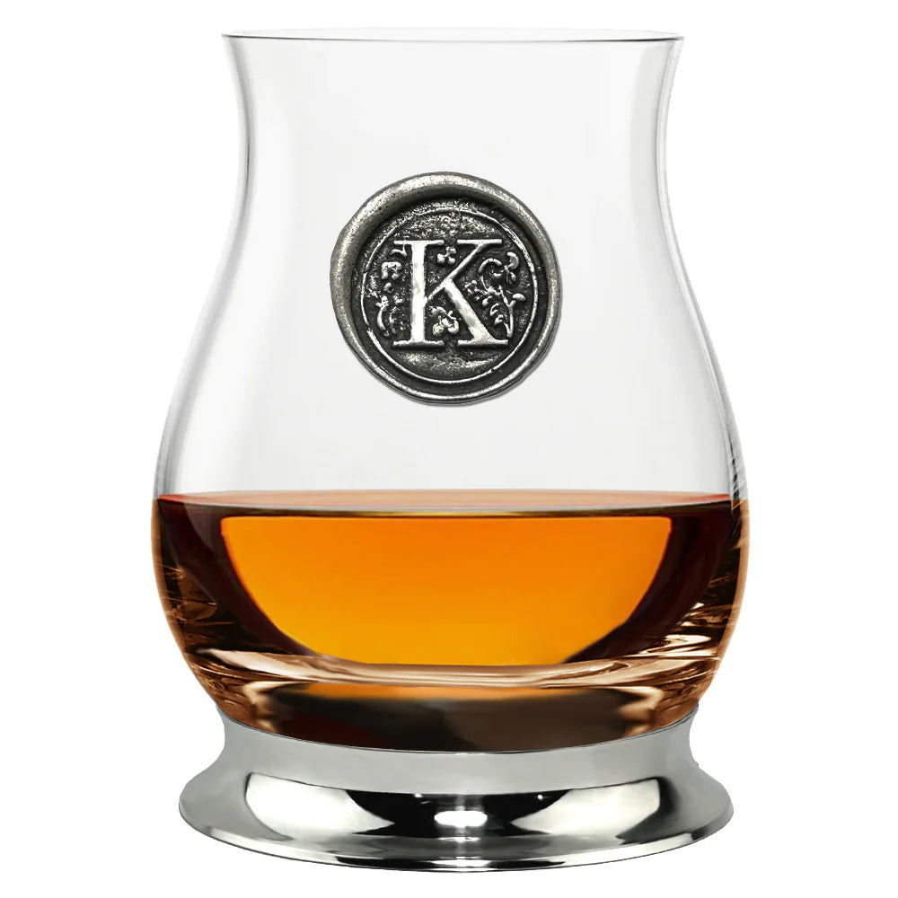 WGP101 The Glencairn Whisky Mixer Glass with Pewter Monogram Initial 350ml