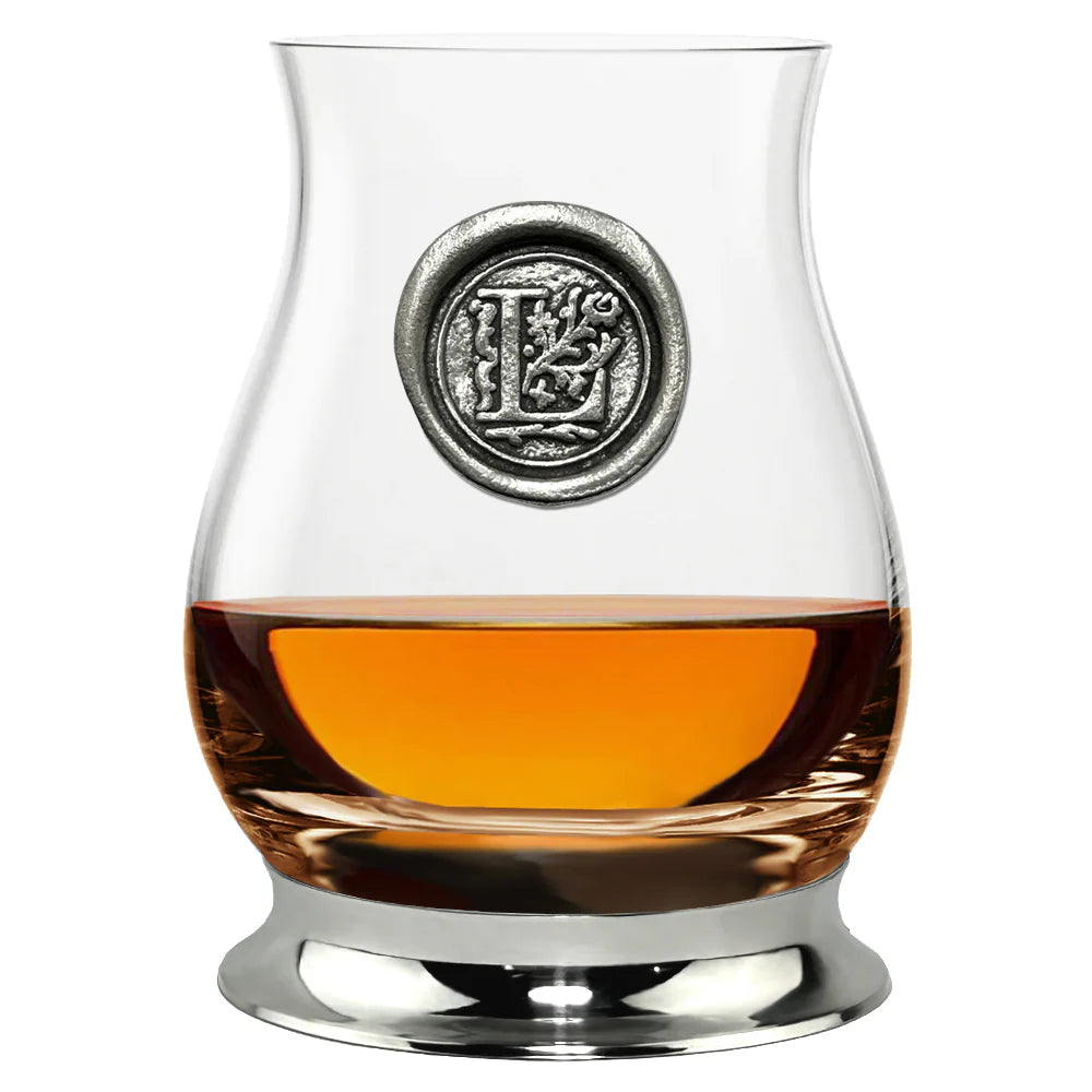 WGP101 The Glencairn Whisky Mixer Glass with Pewter Monogram Initial 350ml