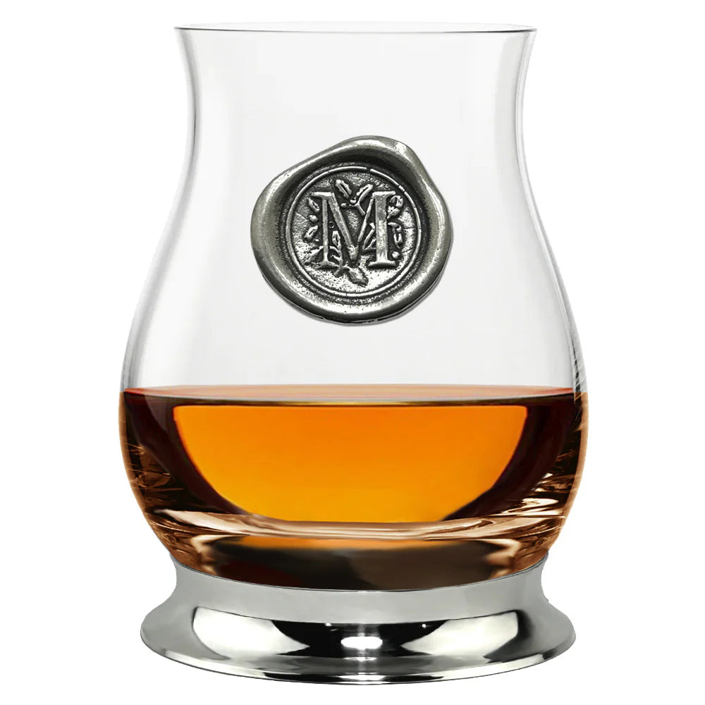 WGP101 The Glencairn Whisky Mixer Glass with Pewter Monogram Initial 350ml