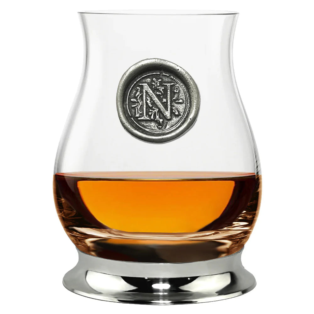 WGP101 The Glencairn Whisky Mixer Glass with Pewter Monogram Initial 350ml