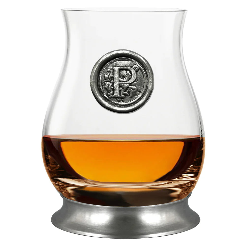 WGP101 The Glencairn Whisky Mixer Glass with Pewter Monogram Initial 350ml