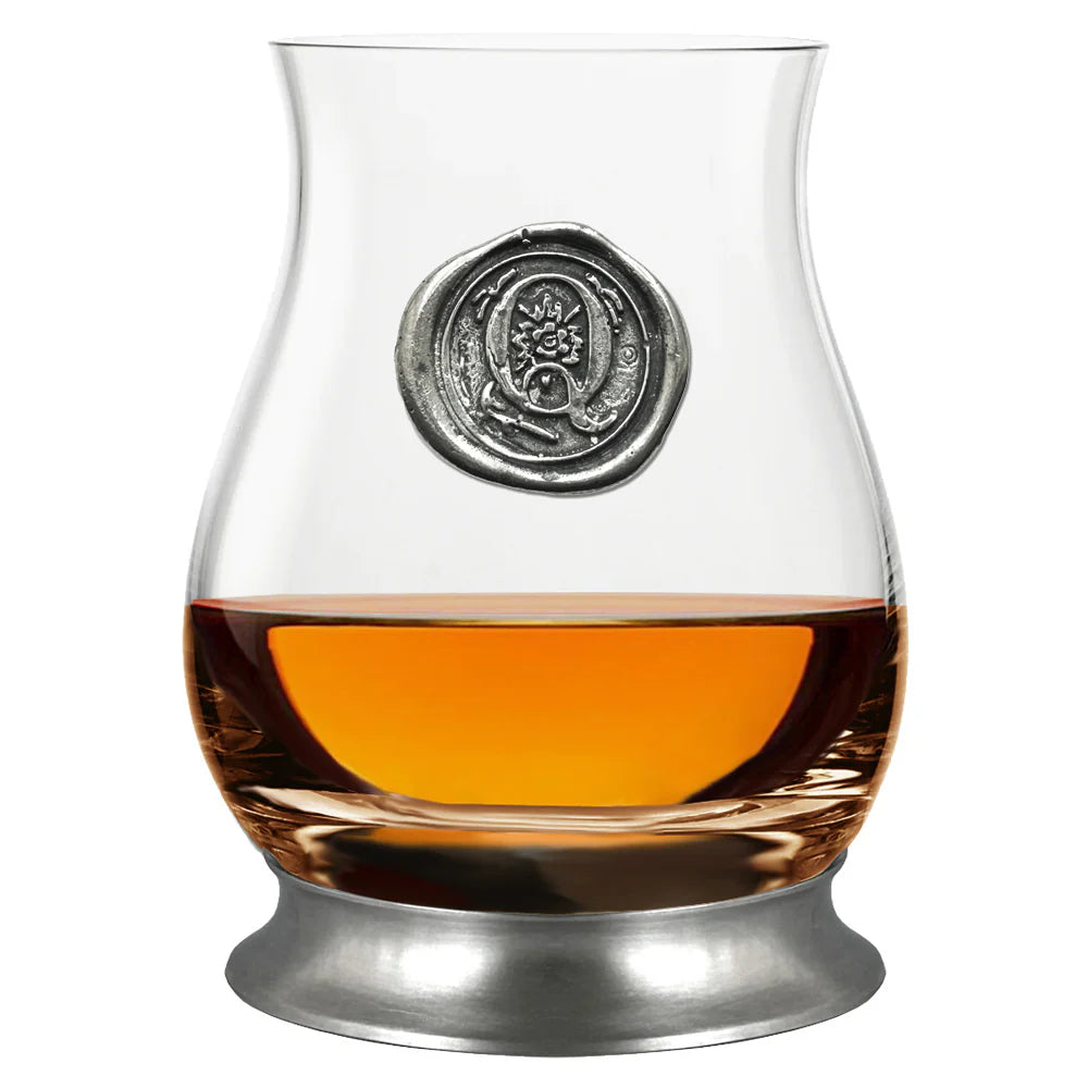 WGP101 The Glencairn Whisky Mixer Glass with Pewter Monogram Initial 350ml