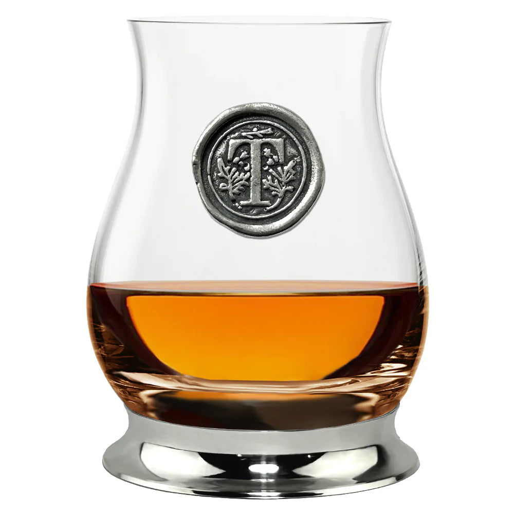 WGP101 The Glencairn Whisky Mixer Glass with Pewter Monogram Initial 350ml