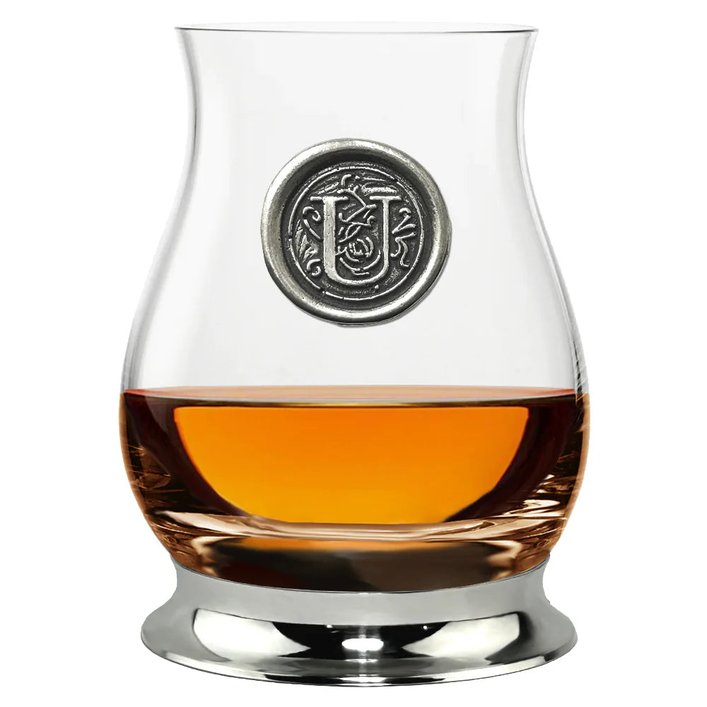 WGP101 The Glencairn Whisky Mixer Glass with Pewter Monogram Initial 350ml