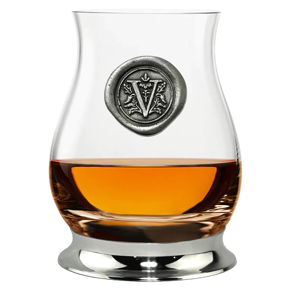 WGP101 The Glencairn Whisky Mixer Glass with Pewter Monogram Initial 350ml