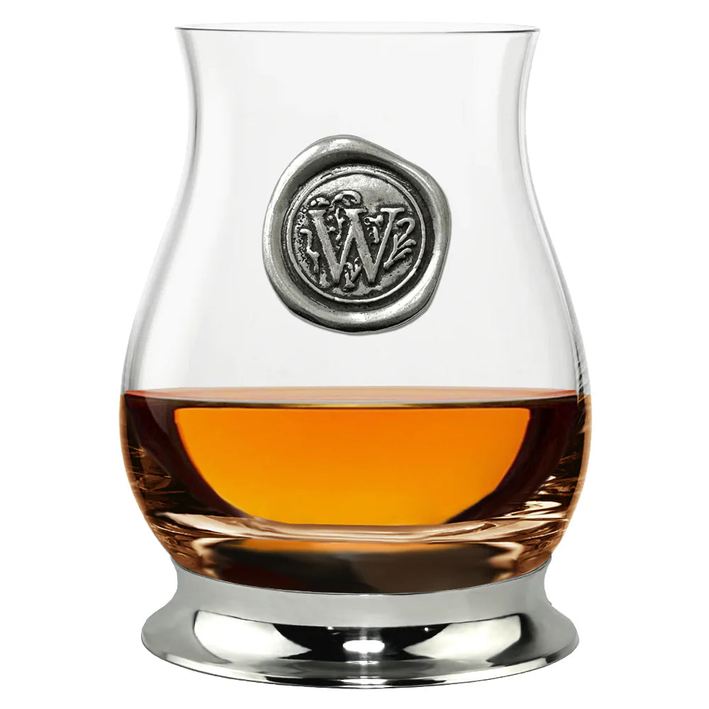 WGP101 The Glencairn Whisky Mixer Glass with Pewter Monogram Initial 350ml