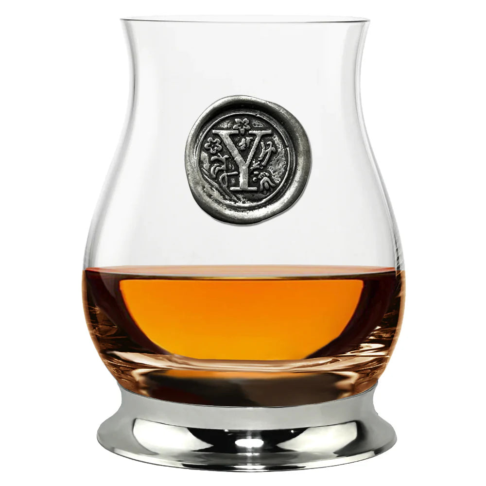 WGP101 The Glencairn Whisky Mixer Glass with Pewter Monogram Initial 350ml