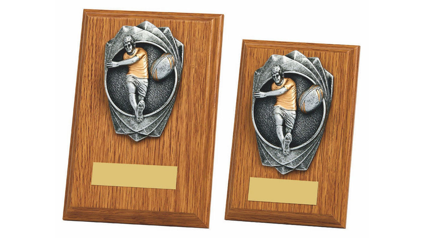 "Rose" Light Oak Rugby Plaque (Male)