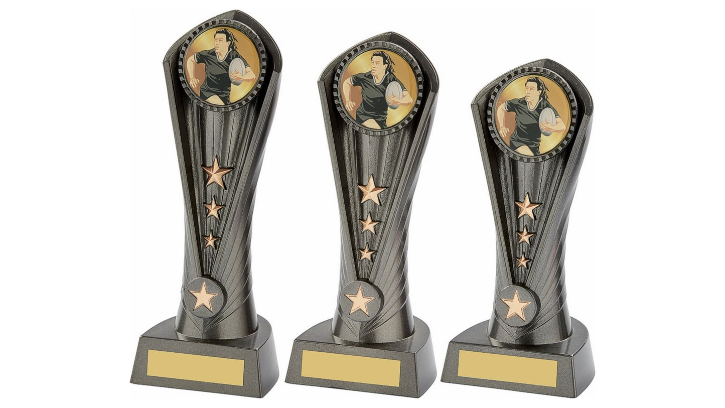 Gun Metal Silver "Cobra" Female Rugby Award